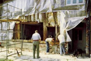 Dampness behind the render had caused the timbers to rot. Two had to be replaced and many others have been repaired.